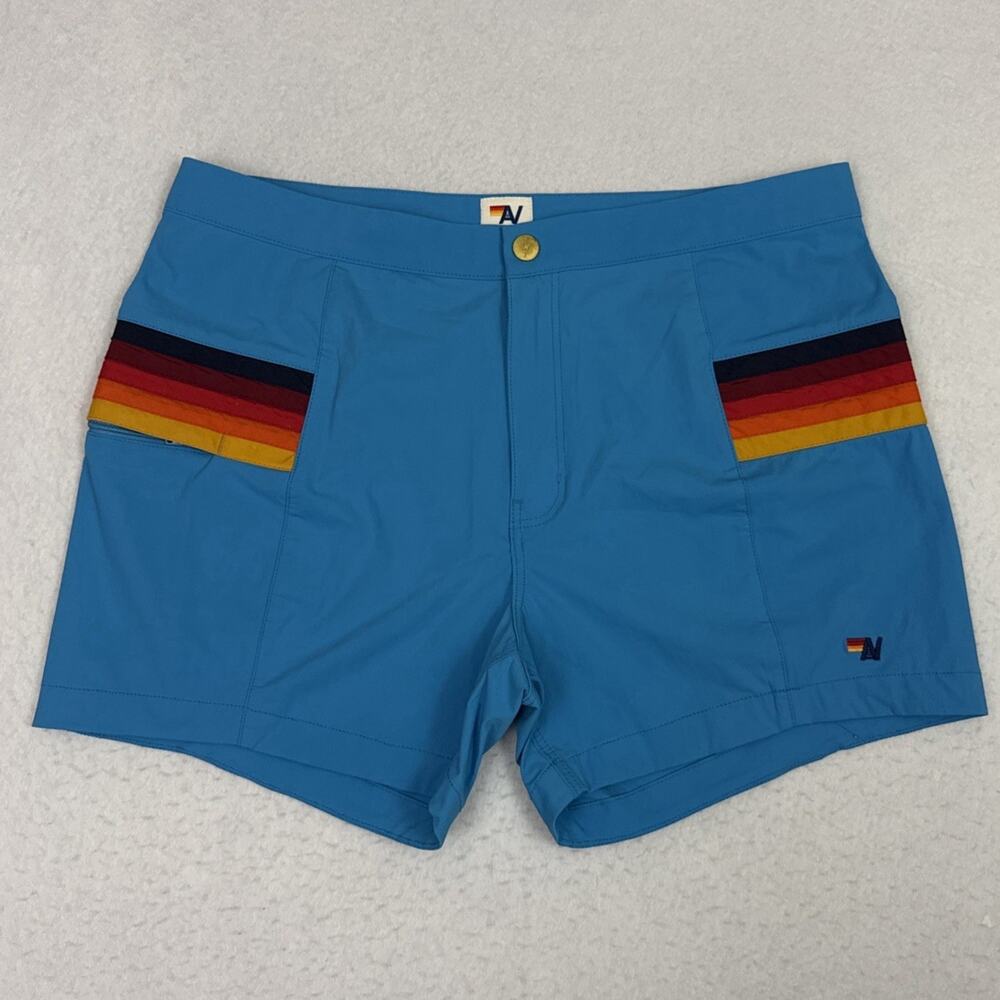 Aviator Nation Board Shorts Mens 36 Blue Horizontal 5 Stripe Flex Swim